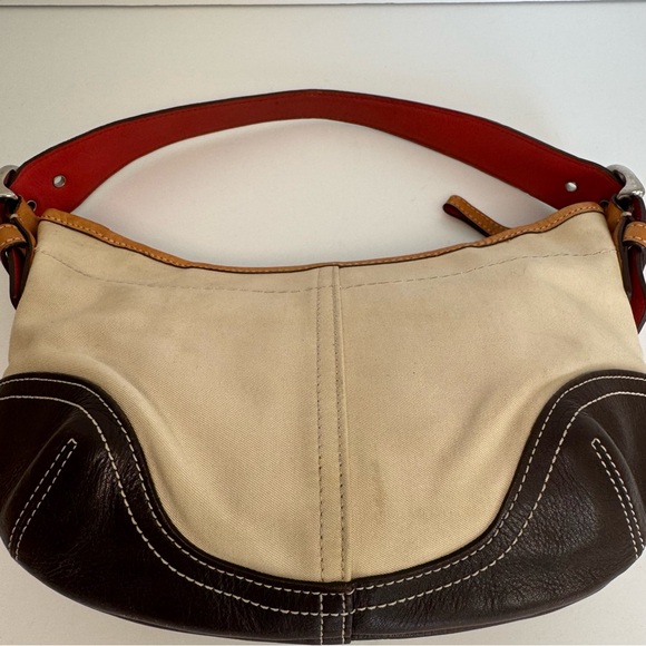 Vintage Coach 9508 Hobo Buckle Bag – Beige Twill & Brown Leather - Picture 12 of 14